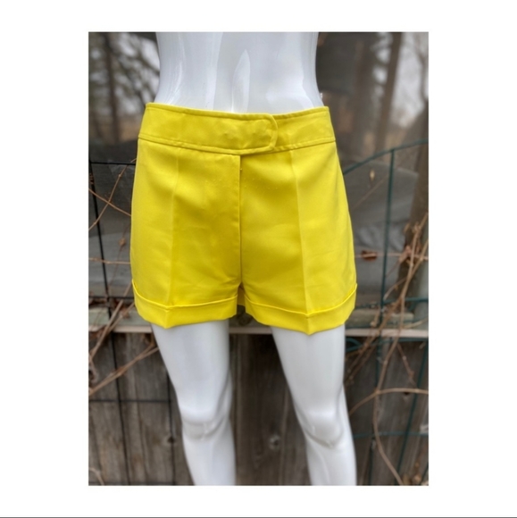 1970s Polyester High Waist Shorts Sunshine Yellow - Picture 1 of 3